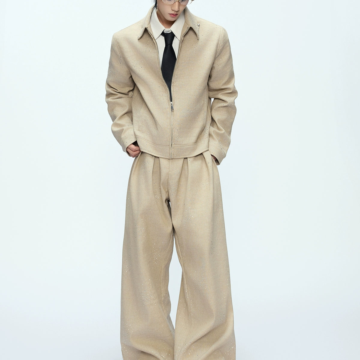 Glitter Zip-Up Jacket and Pants Setup