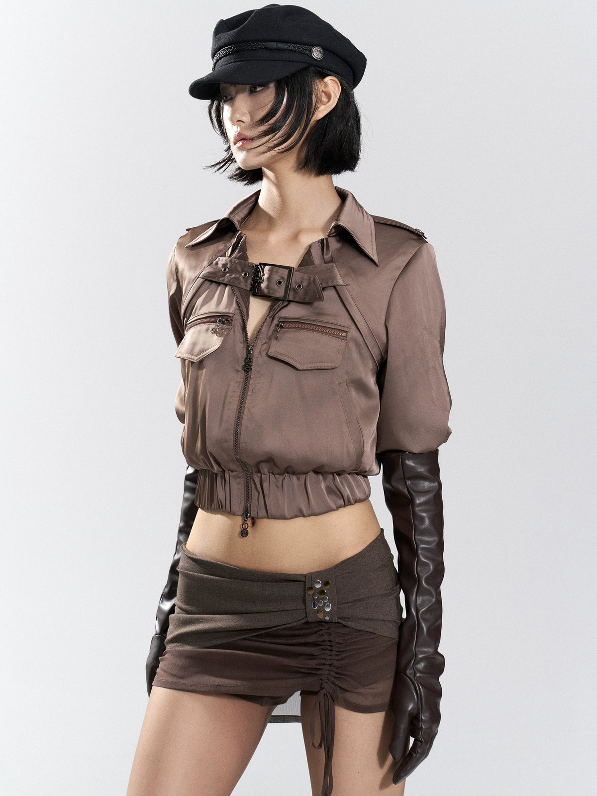 Rogue Buckle Cropped Utility Jacket