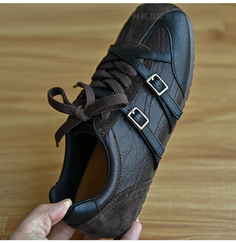 Noira Buckle-Strap Retro Sneakers