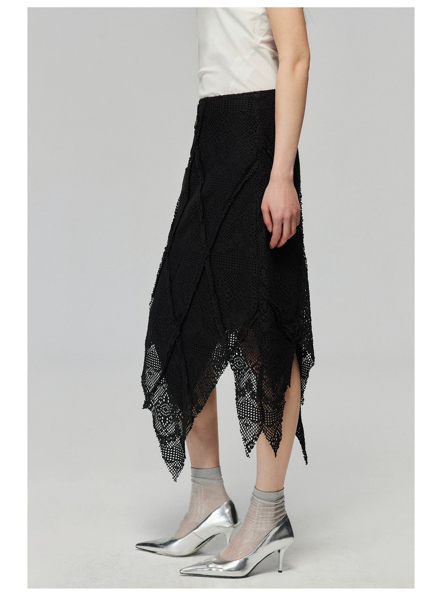 Crochet Handkerchief Hem Midi Skirt