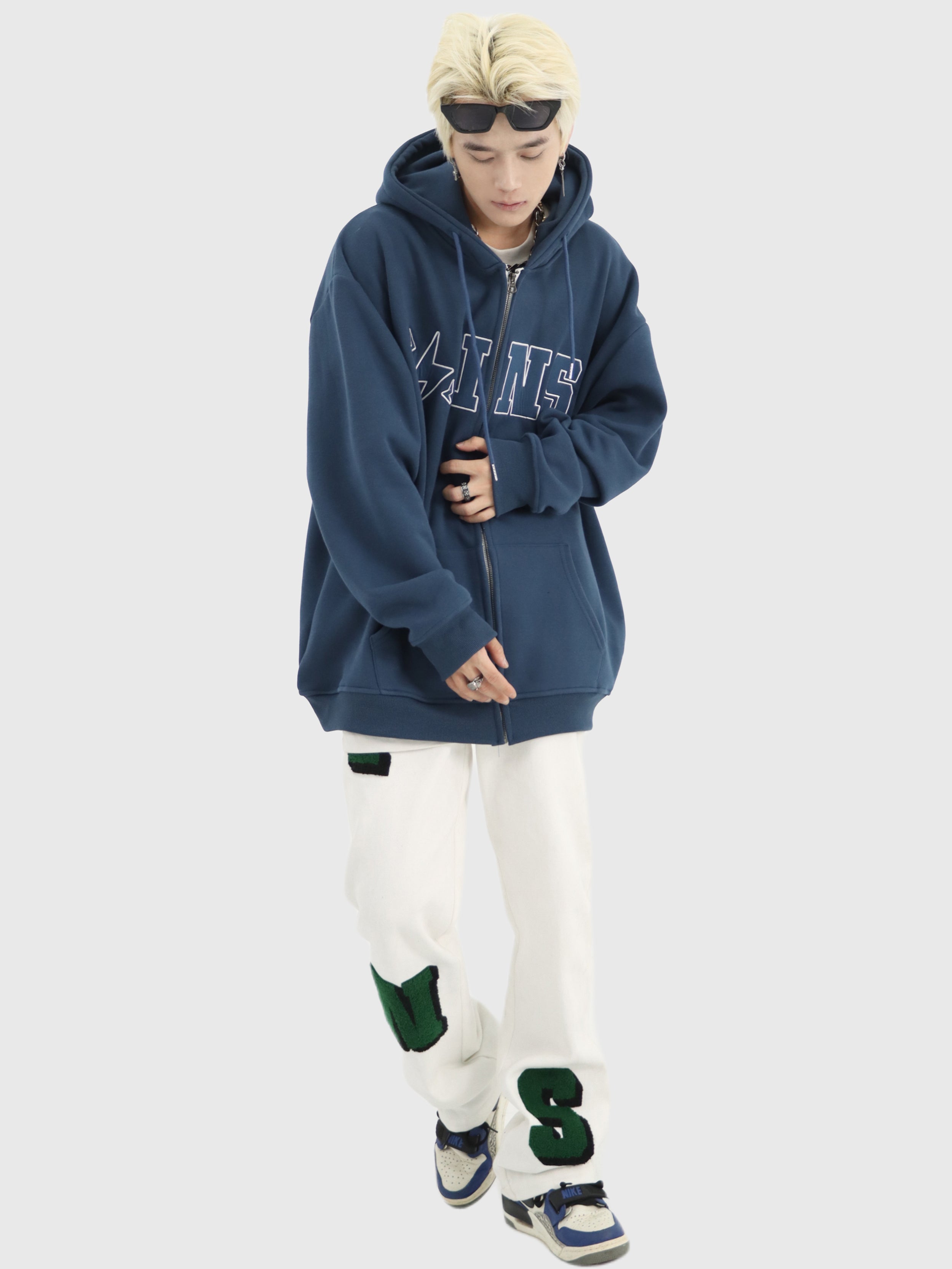 Oversized Logo Zip-Up Jacket - chiclara