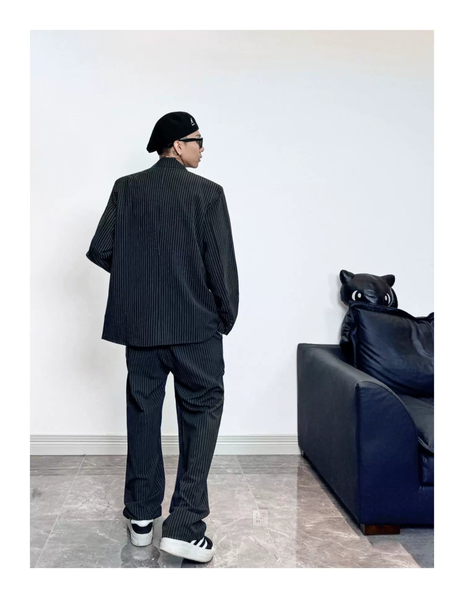 Midnight Muse Oversized Pinstripe Blazer and Pants Setup
