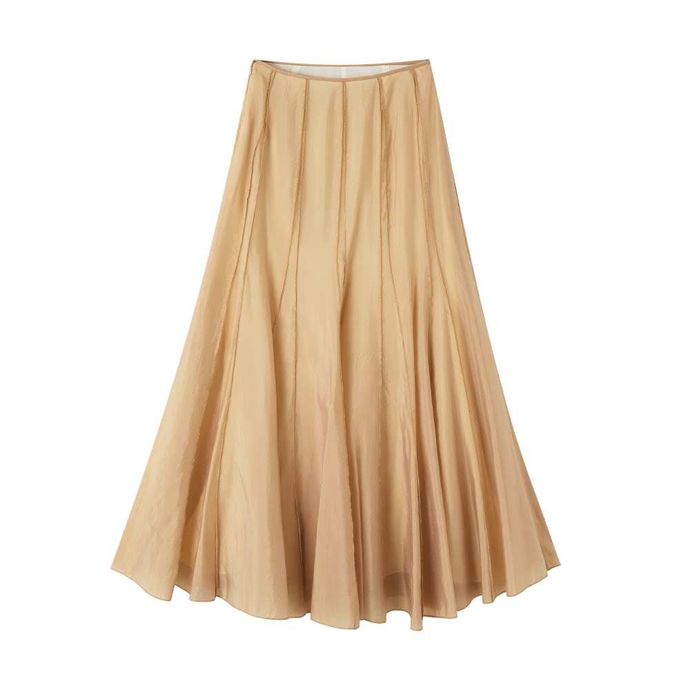 Paneled Cupro Fishtail Maxi Skirt