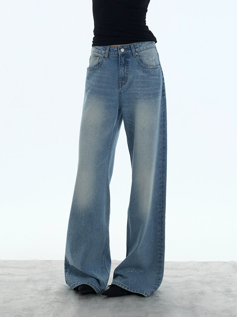 Stardust Fade Glitter Wide‑Leg Jeans