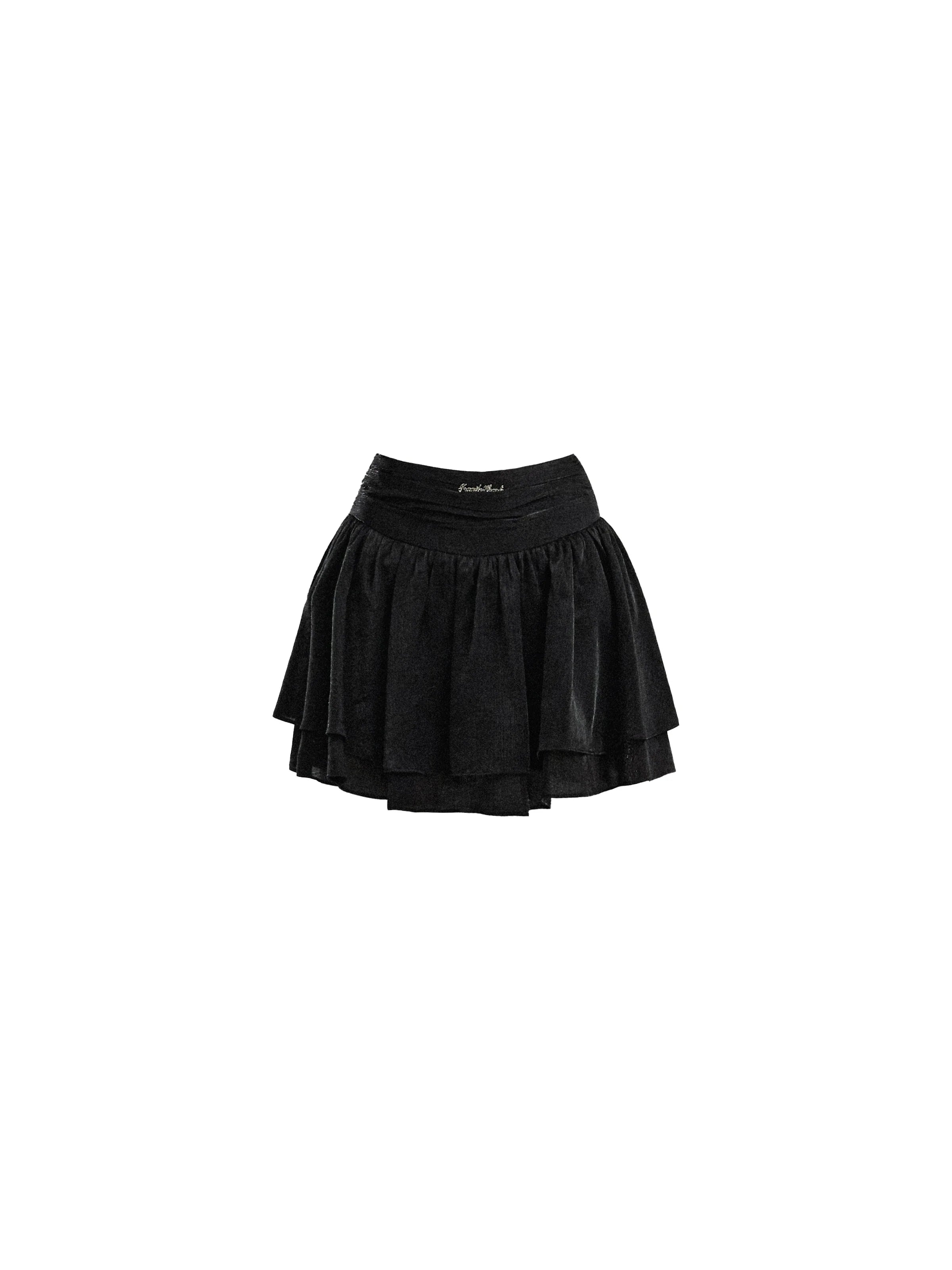 Gothic Chic Two-Piece Set: Tiered Skirt and Cold Shoulder Crop Top