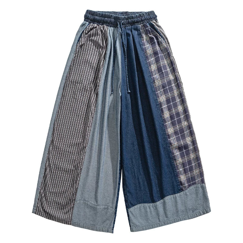 Oversized Patchwork Denim Skirt Pants