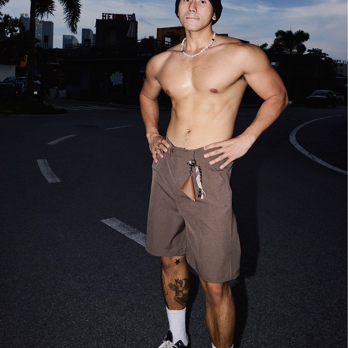 Charcoal Utility Wrap Kilt Shorts