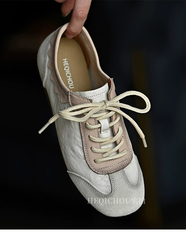 Alba Retro Lace-Up Leather Sneakers