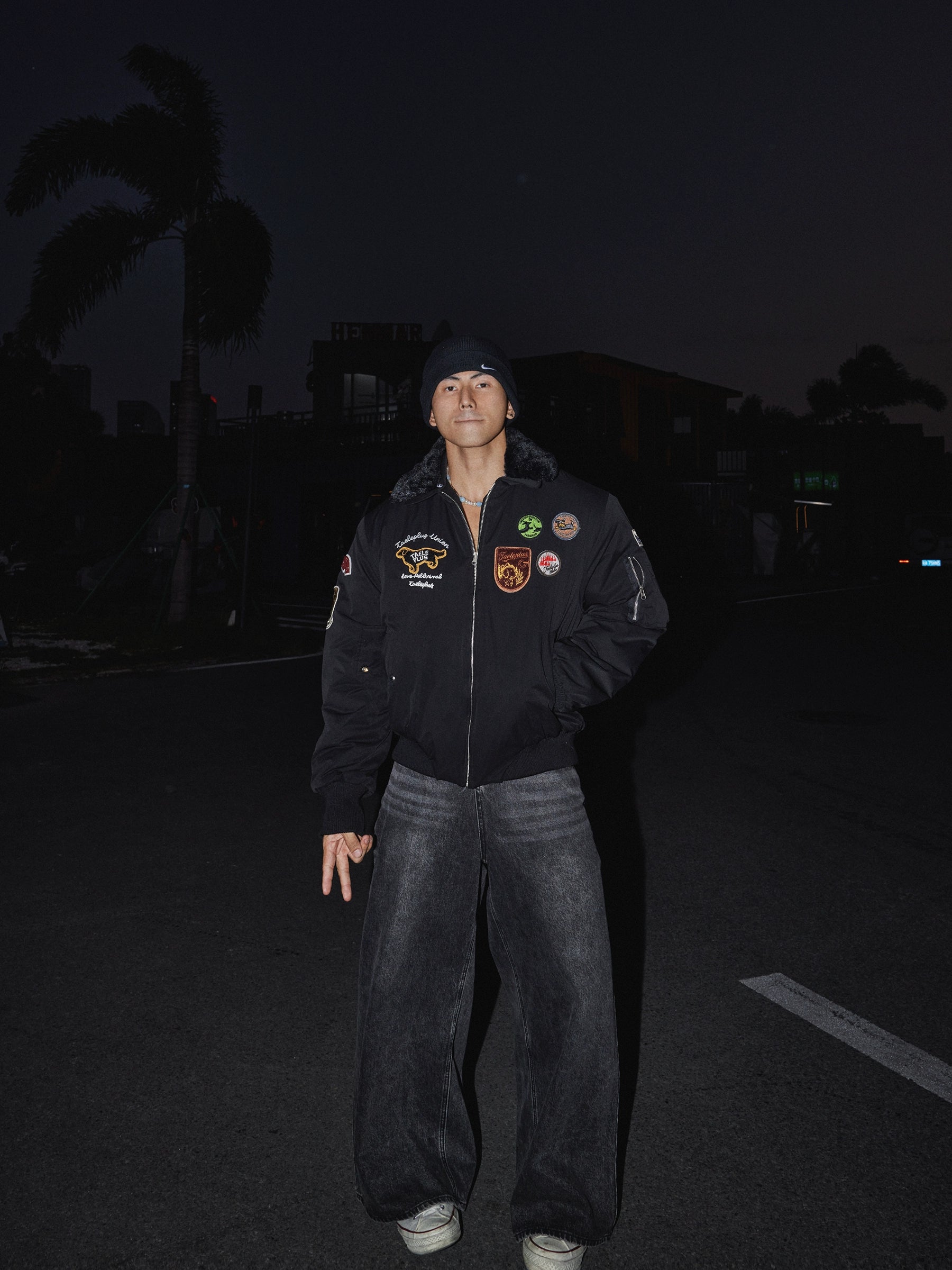 Night Ops Patchwork Bomber Jacket