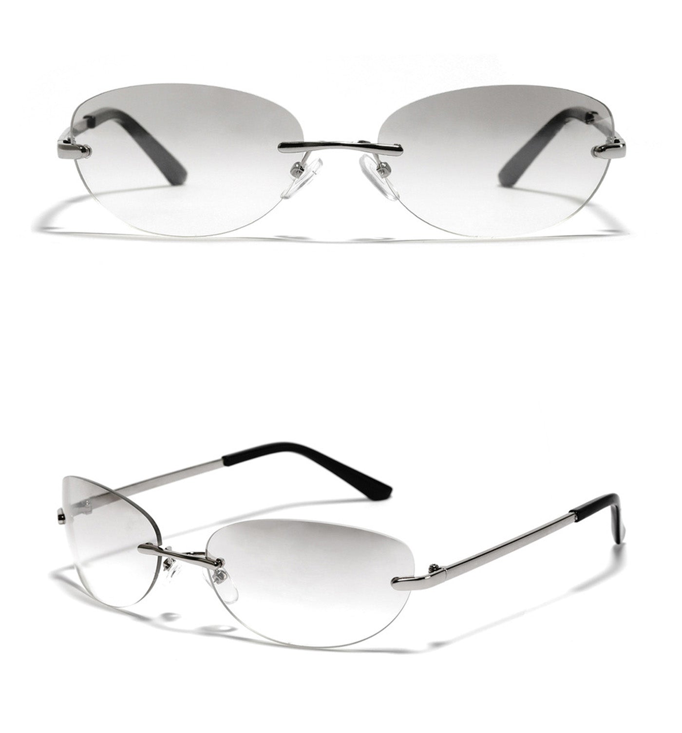 Randlose ovale modische Sonnenbrille aus Metall