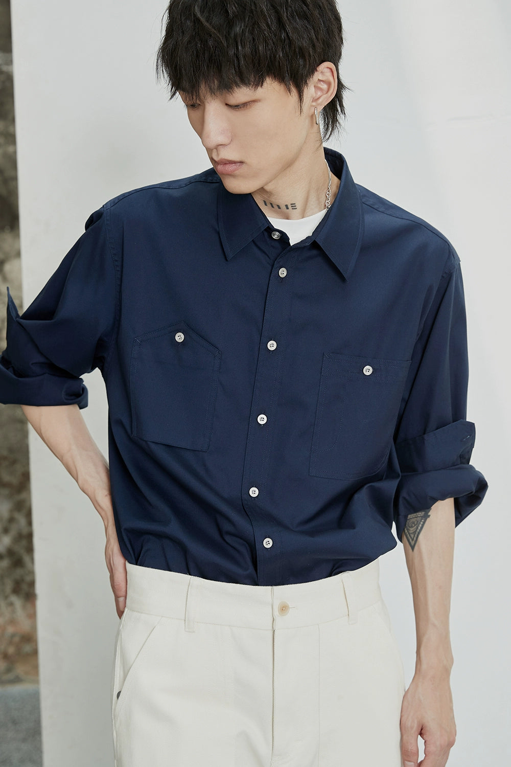 Asymmetric Pocket Oversized Shirt