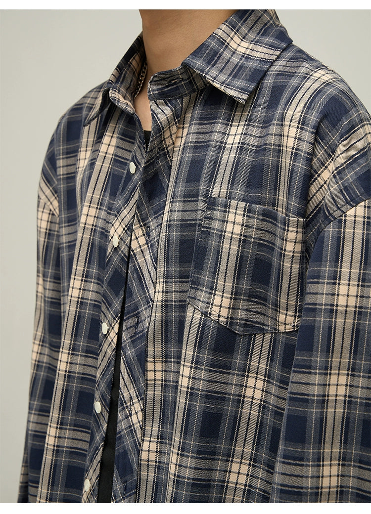Oversized Plaid Full Button Shirt