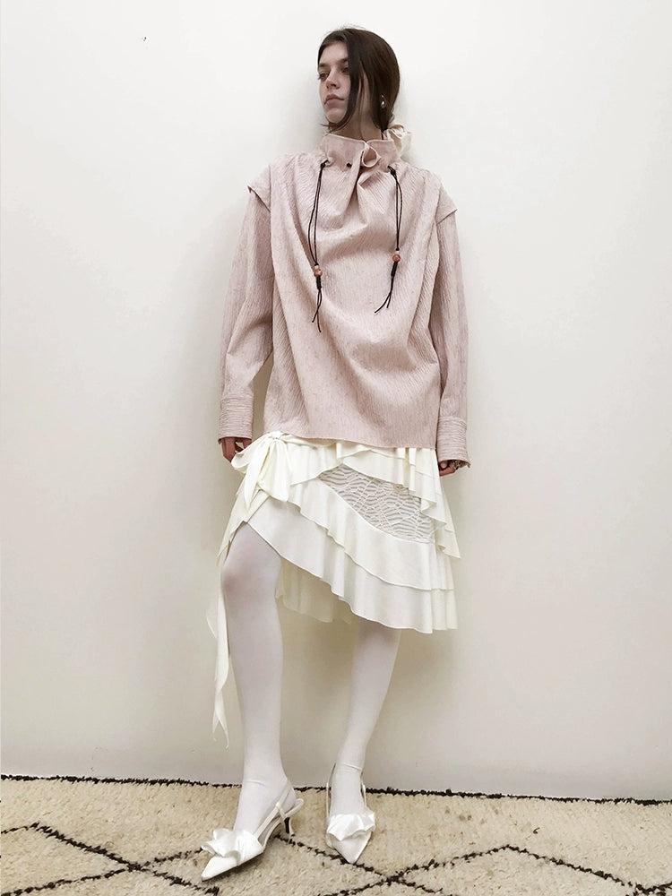 Oversized High-Neck Blouse