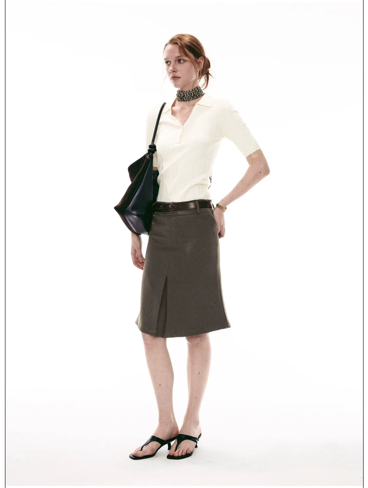 Stone Sonata Ribbed Polo Knit Top