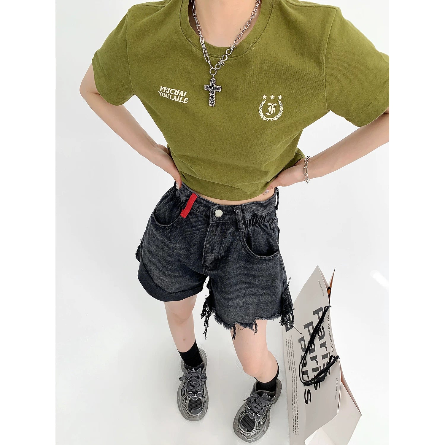 Neon Rebel Fleece Crop Tee