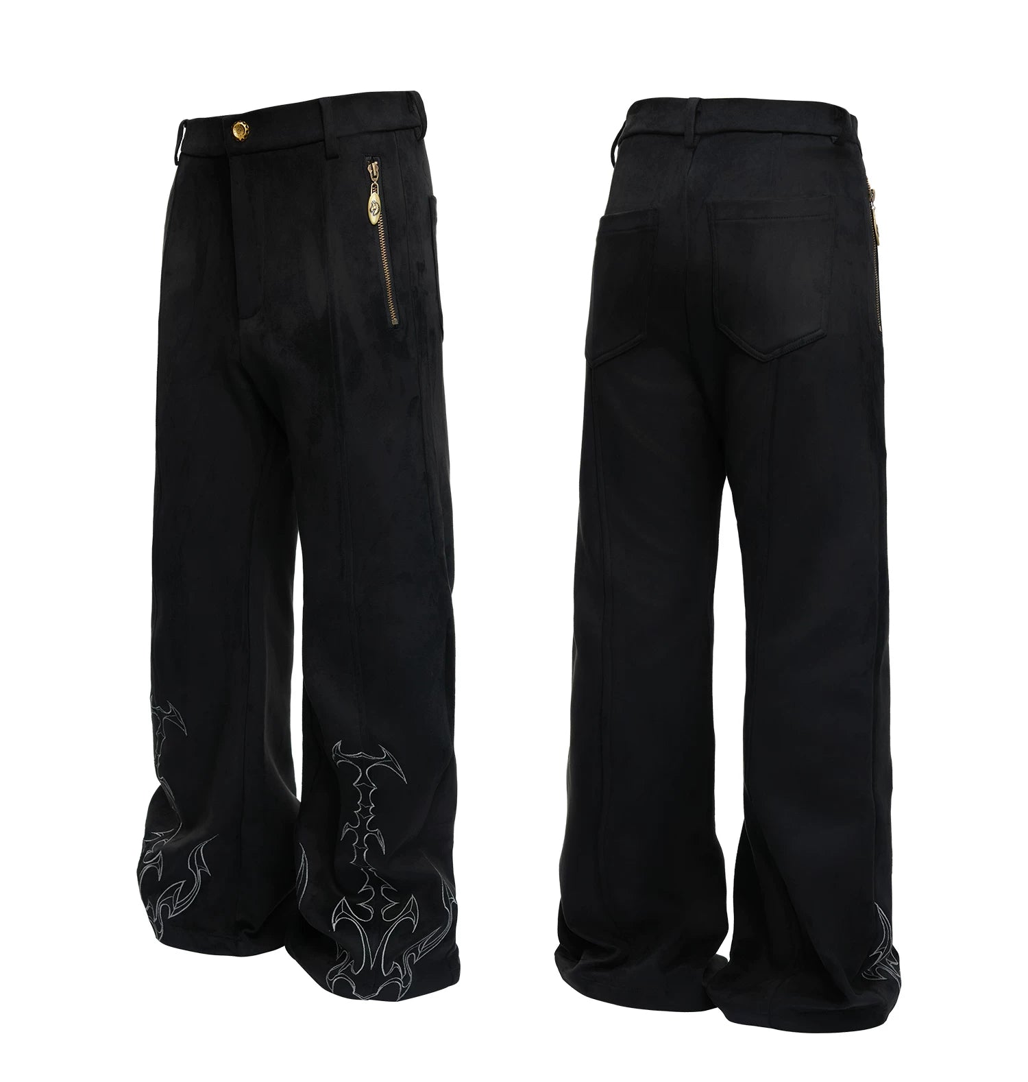 Auric Brand Flare Embroidered Trousers