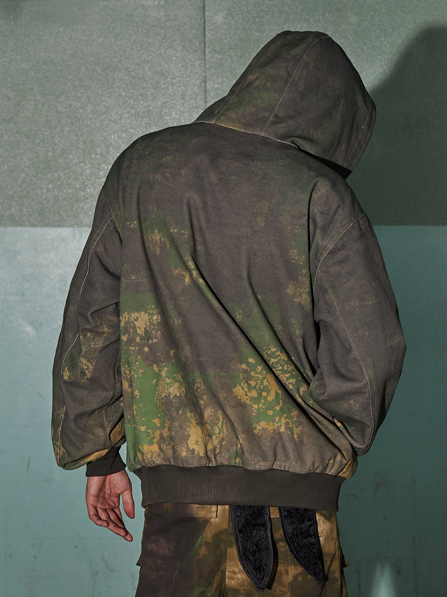 Urban Camo Splatter Hooded Bomber Jacket