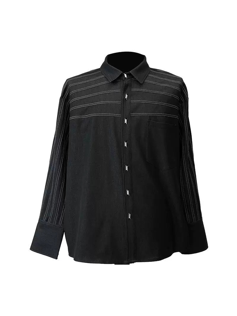 Midnight Rail Tab-Stripe Shirt