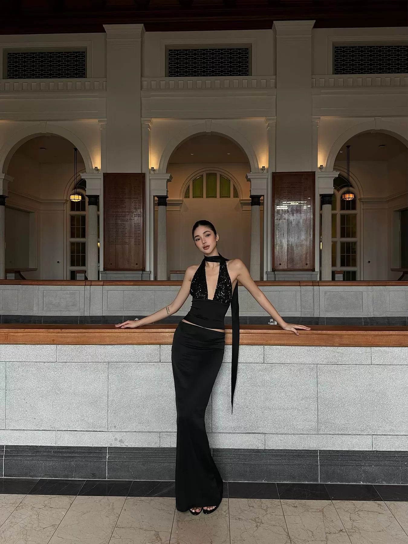 Black High-Waisted Straight Maxi Skirt