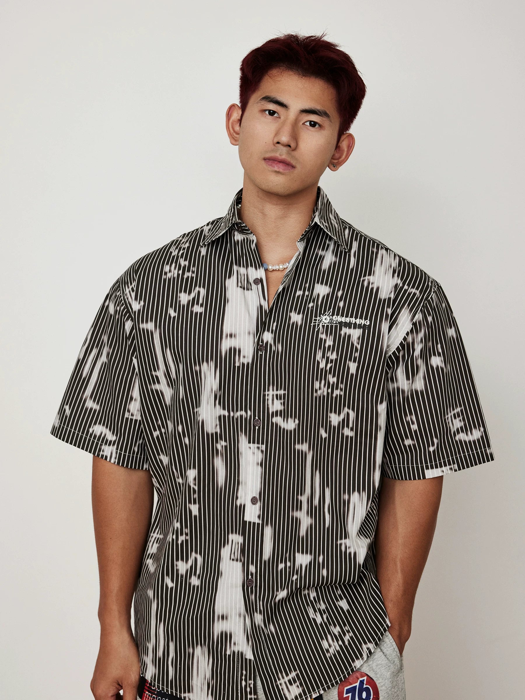 Ink Spill Pinstripe Button-Up Shirt