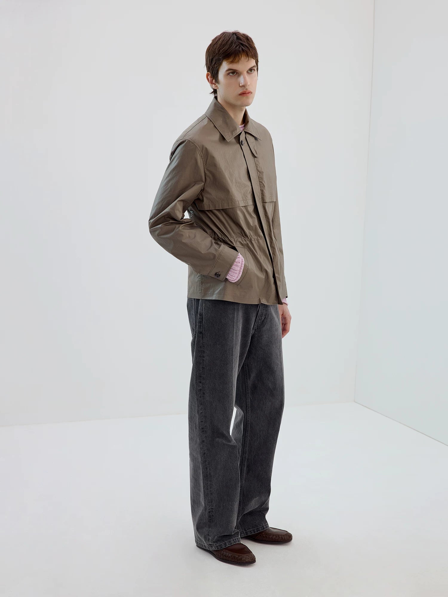 Gray Straight-Leg Washed Jeans