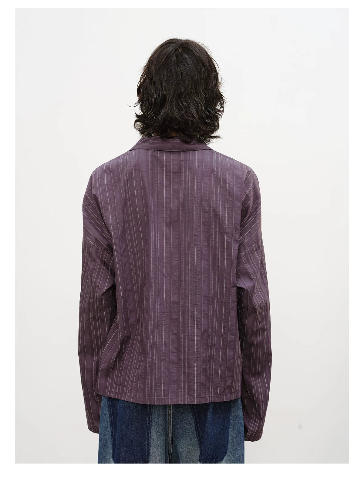 Textured Vertical-Stripe Button Shirt