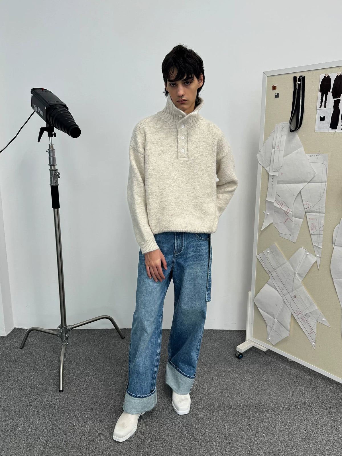 Alden Button-Neck Mock Sweater