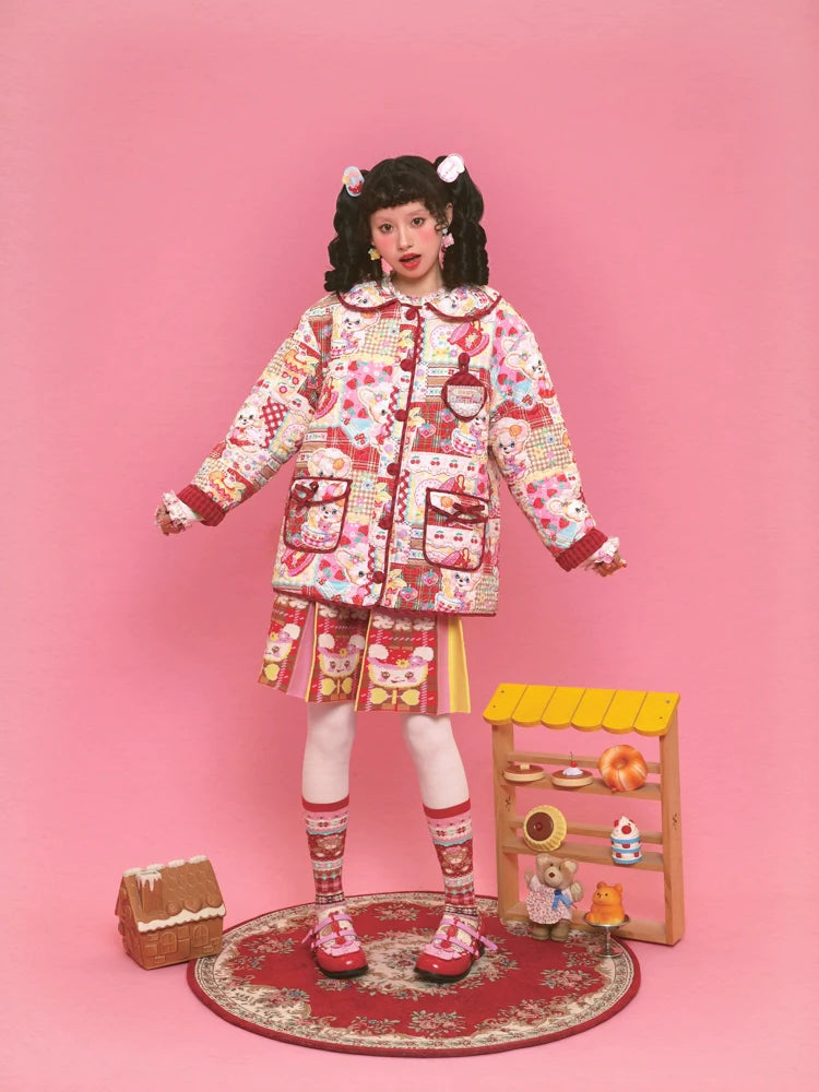 Sweet Bunny Patchwork Quilted Winter Jacket