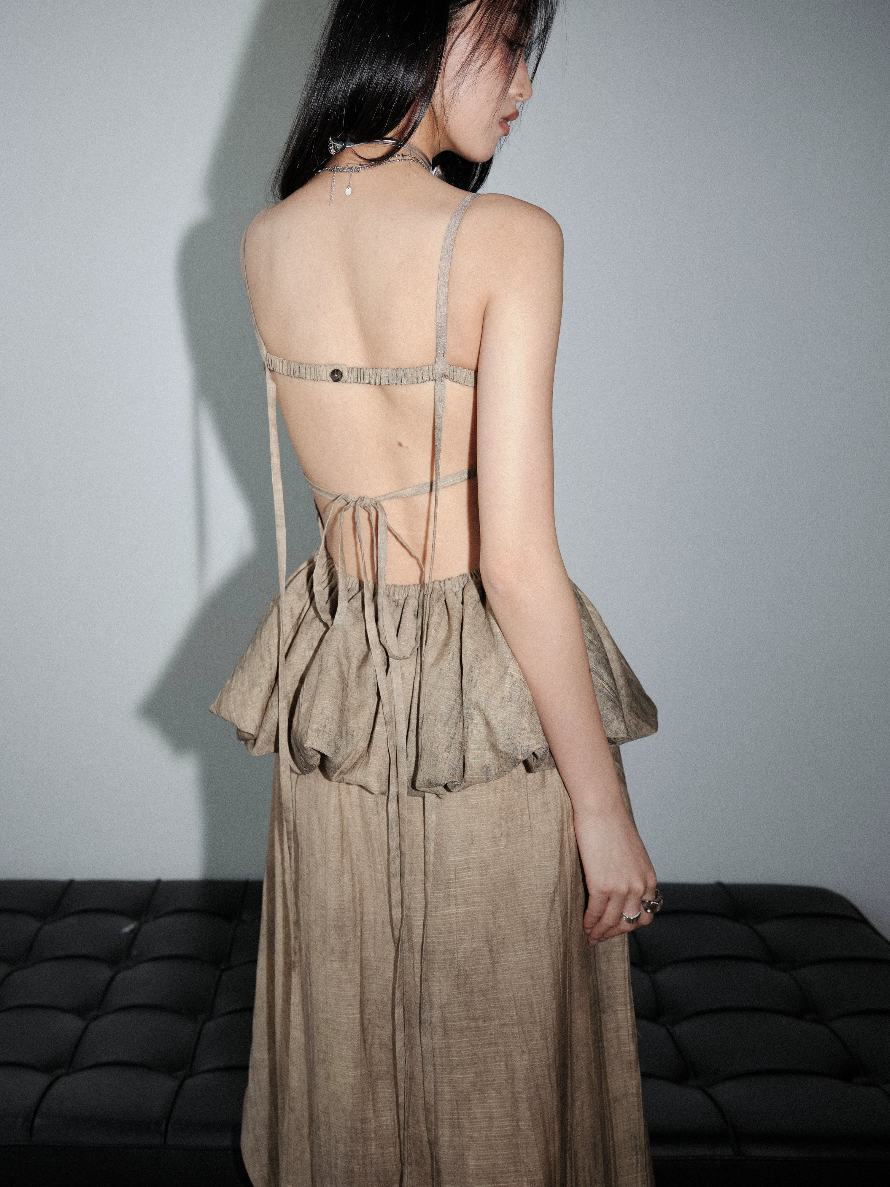Ruched Linen Two Piece Setup