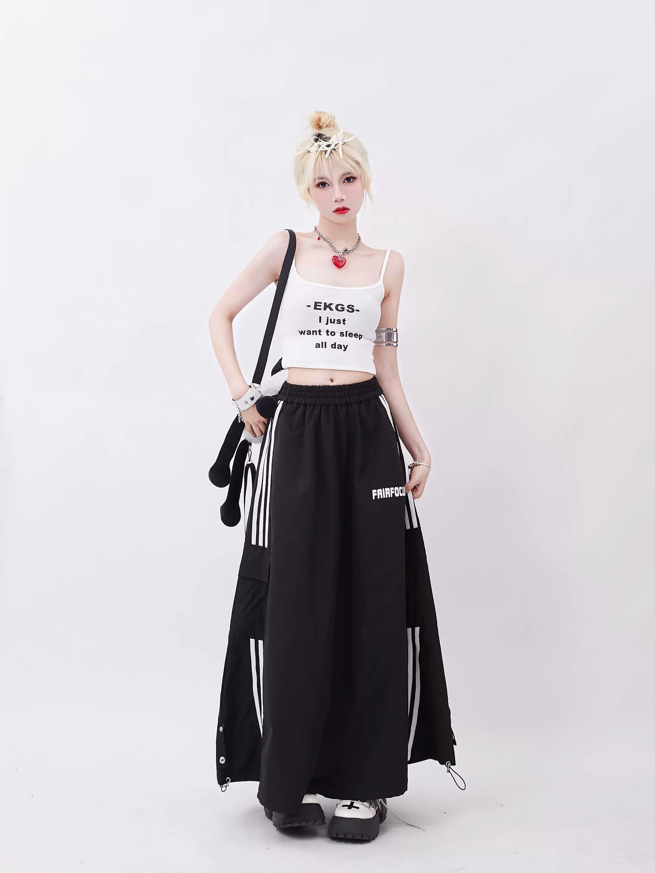 Sports Loose A-Line Long Skirt - chiclara