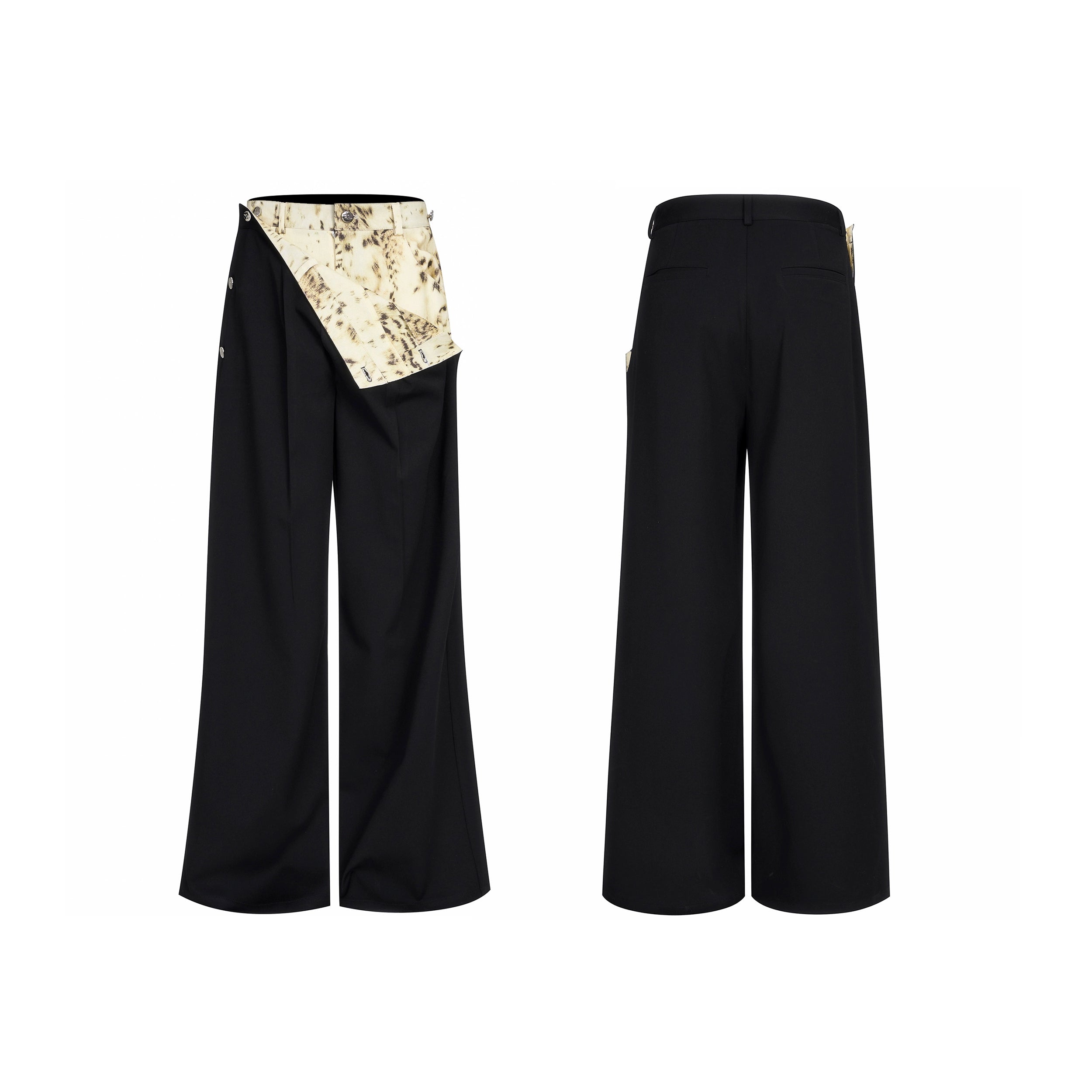 Wide Leg Asymmetrical Waistband Trousers