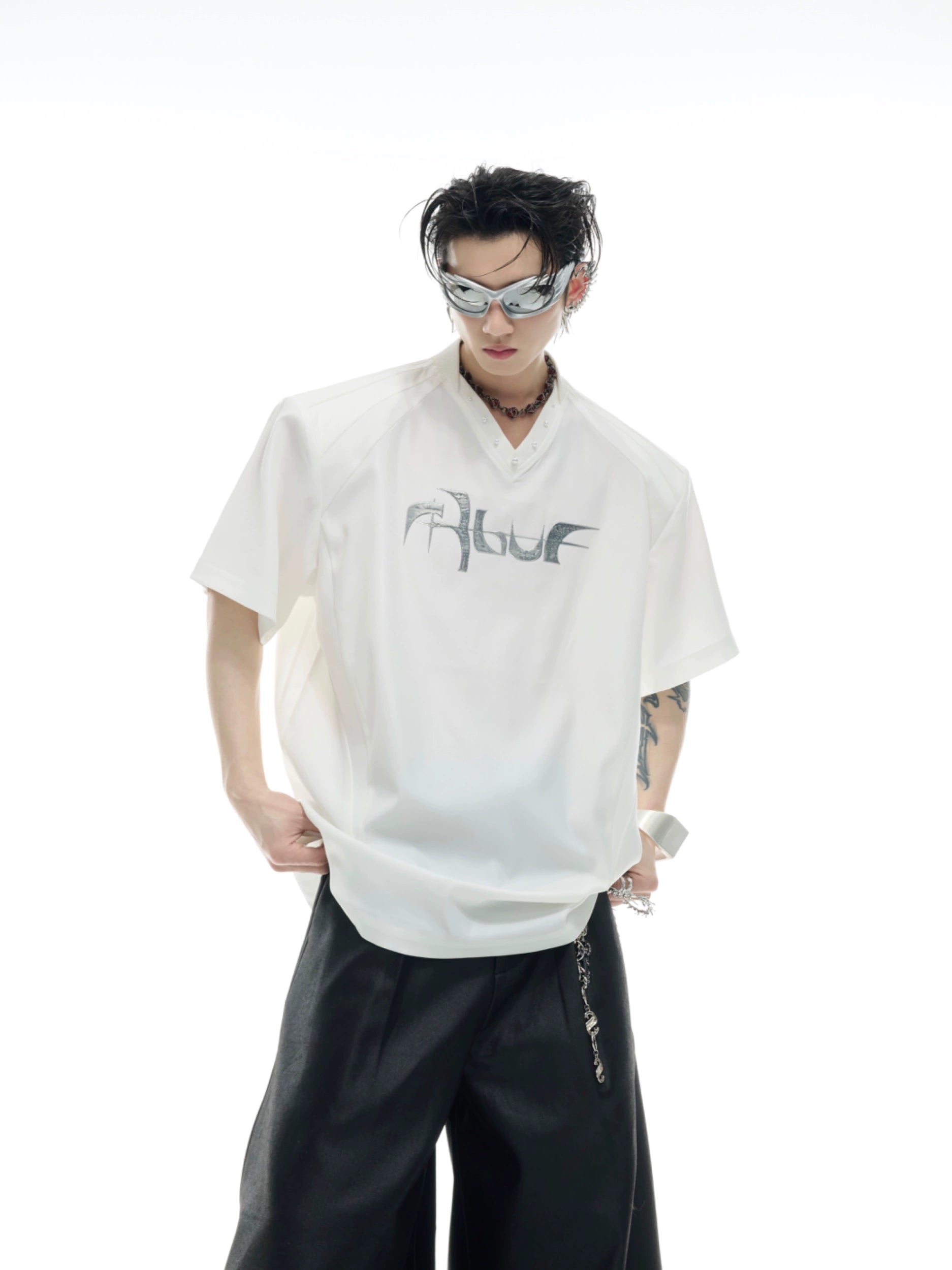 White Graphic Logo Polo Shirt