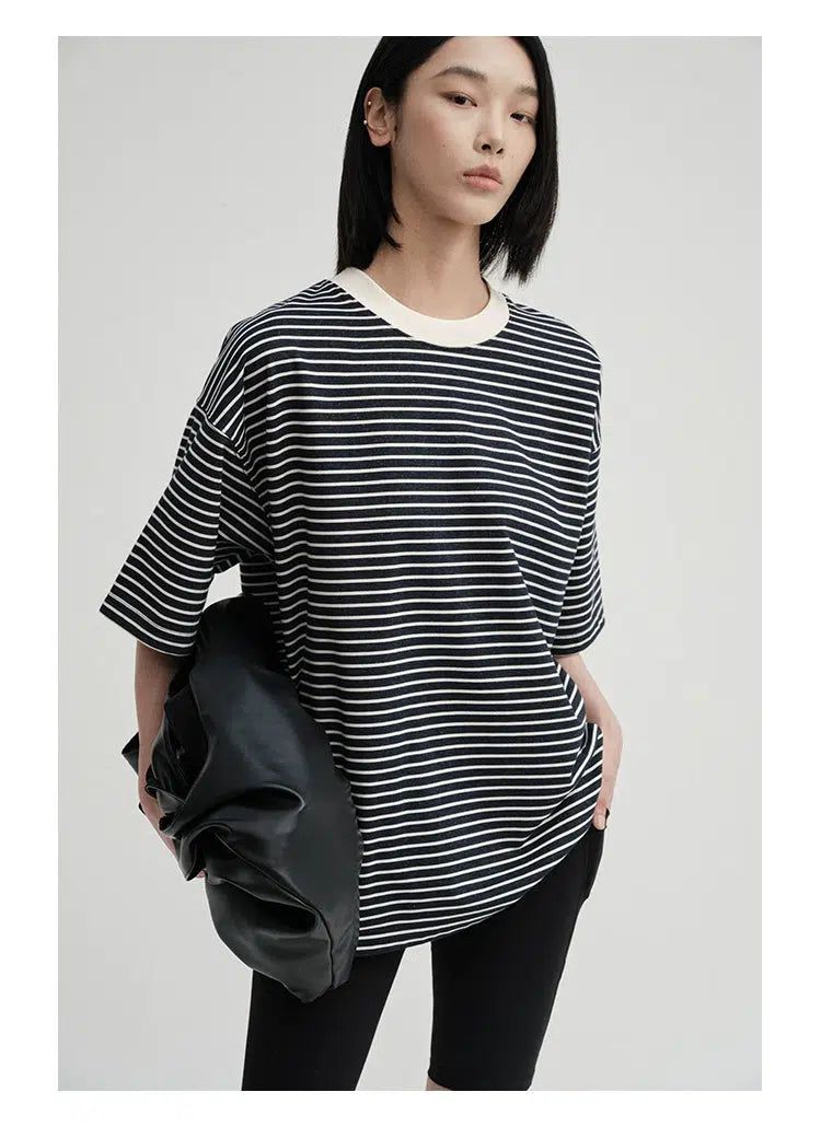 T-Shirt with Narrow Stripes - chiclara