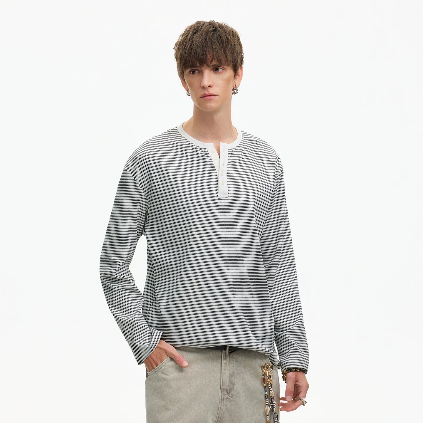 Stripe Henley Lounge Tee