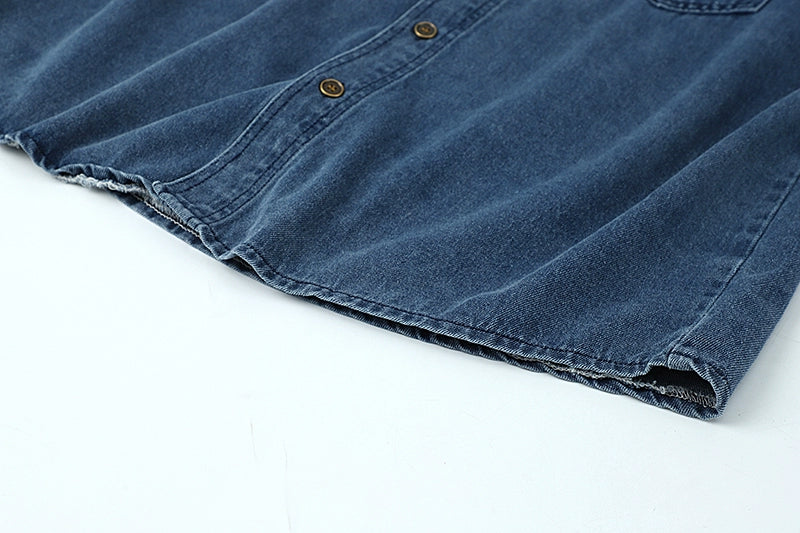 Vintage Dark Blue Denim Shirt Jacket