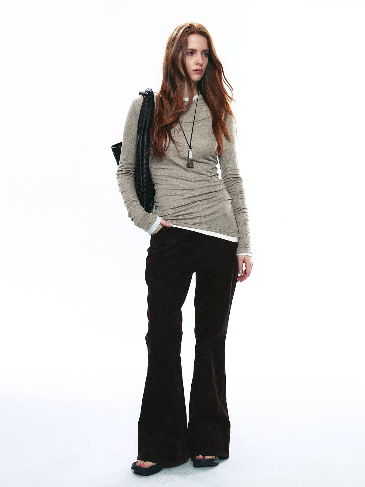 Sheer Ruched Long-Sleeve