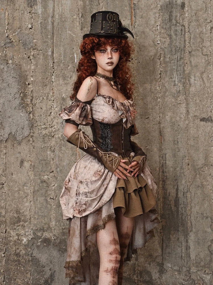 Steampunk Brown Leather Underbust Corset