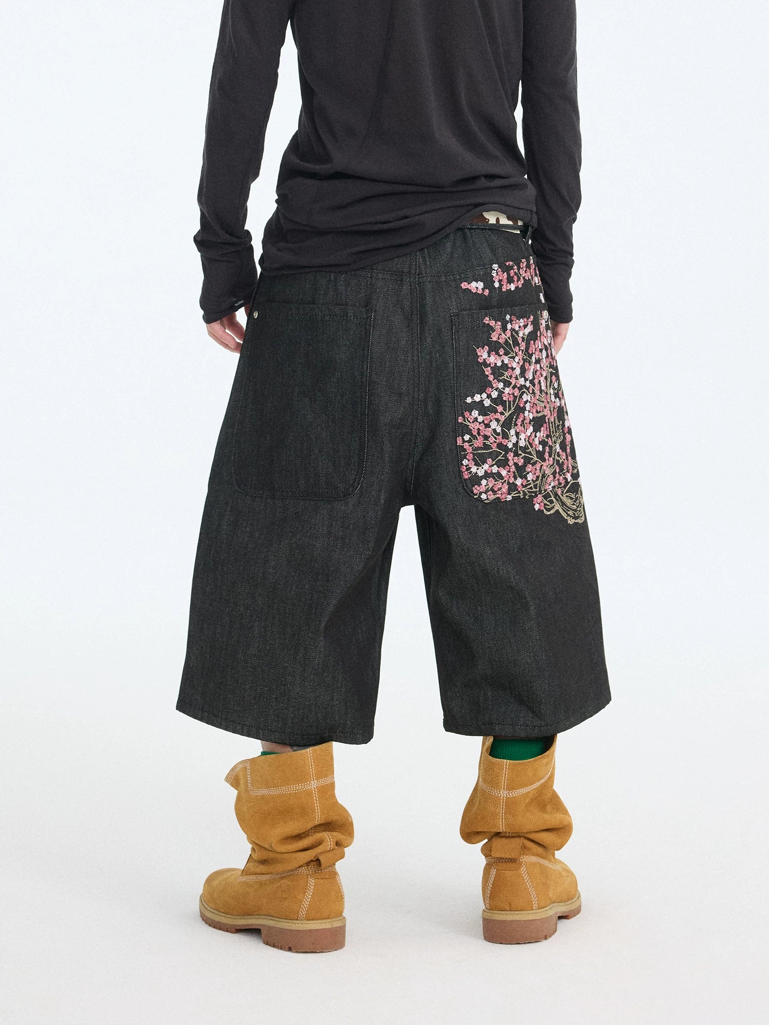 Hanami Bloom Embroidered Denim Shorts