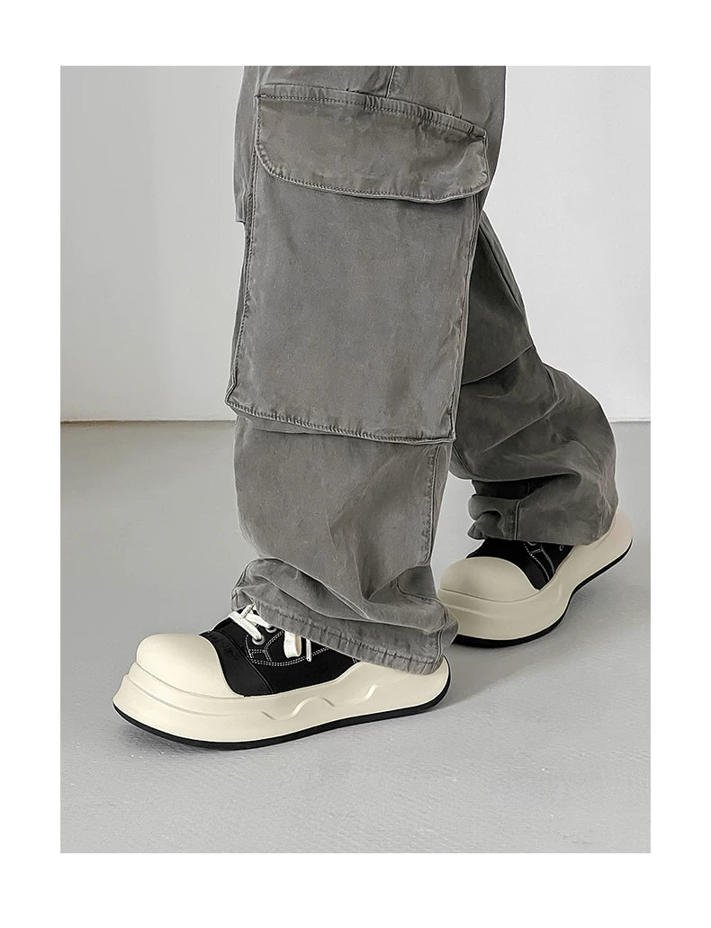 Black Big-Head Round Toe Platform Sneakers