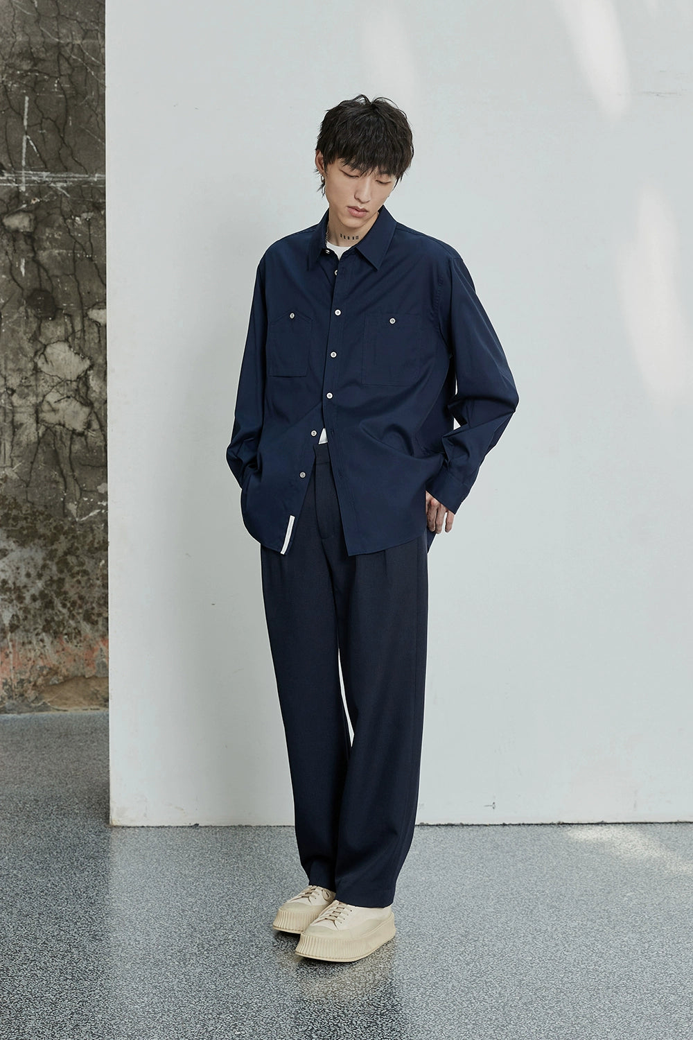 Asymmetric Pocket Oversized Shirt