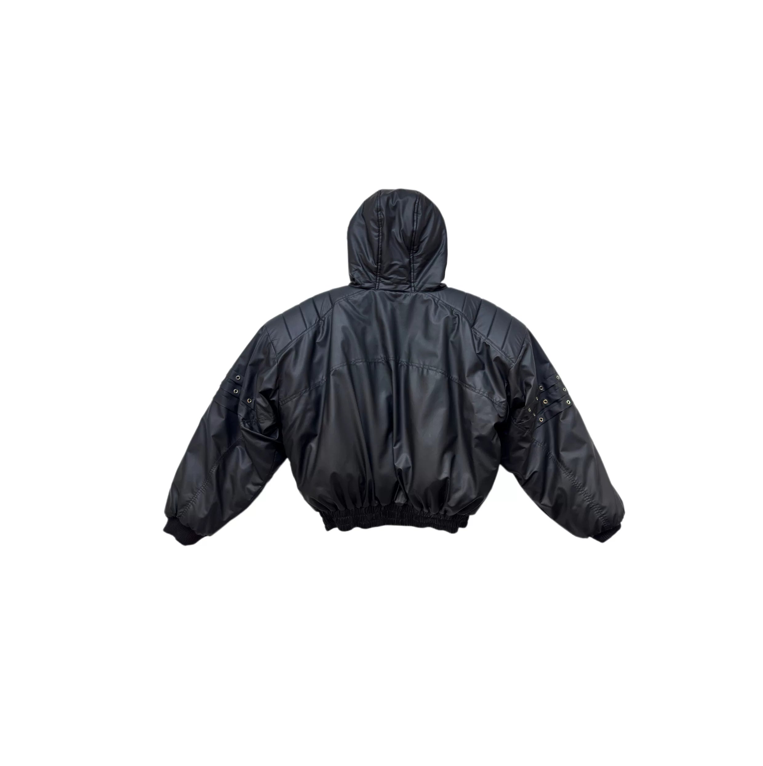 Midnight Rivet Hooded Puffer Bomber