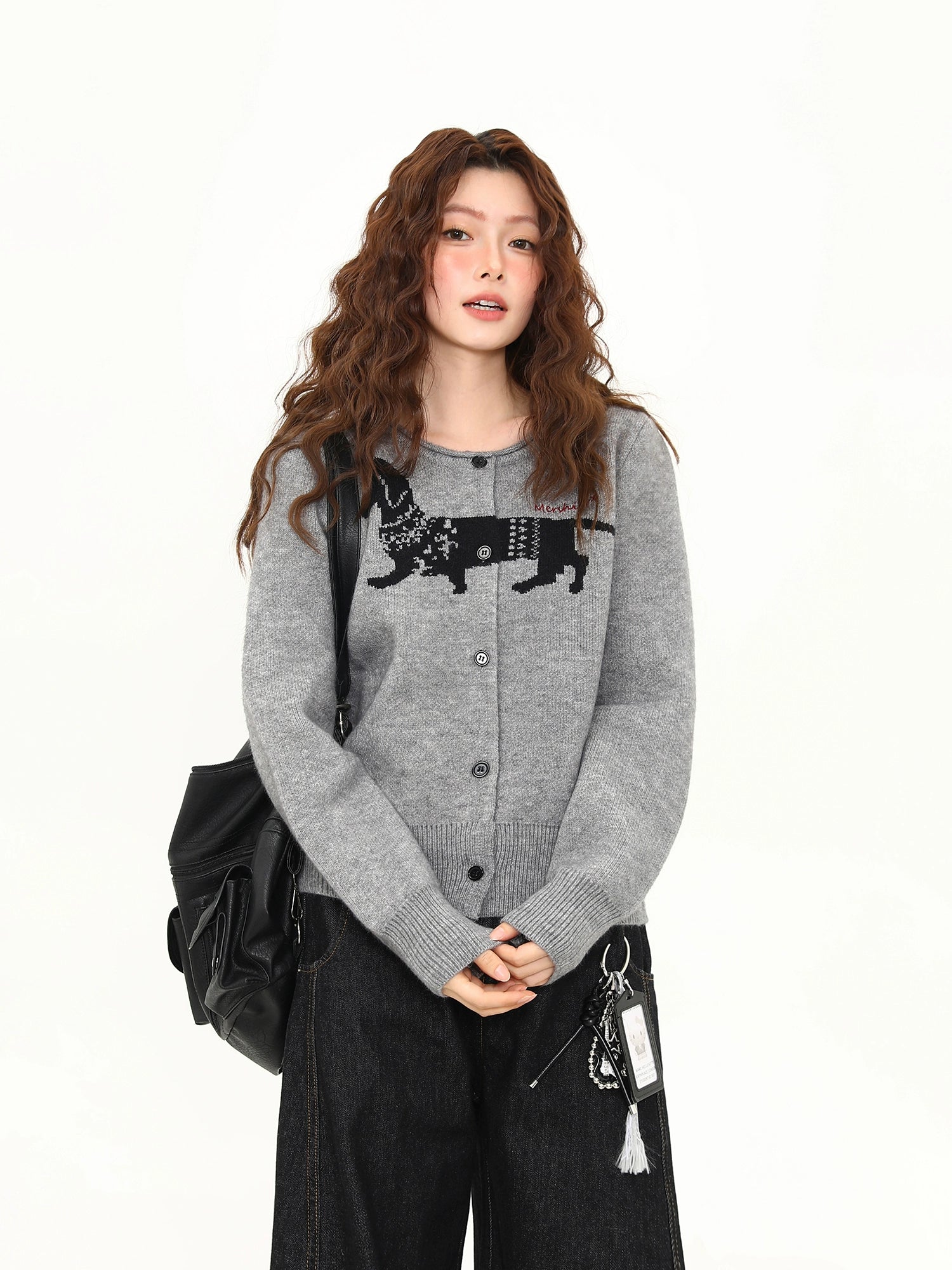 Dachshund Stroll Knit Cardigan