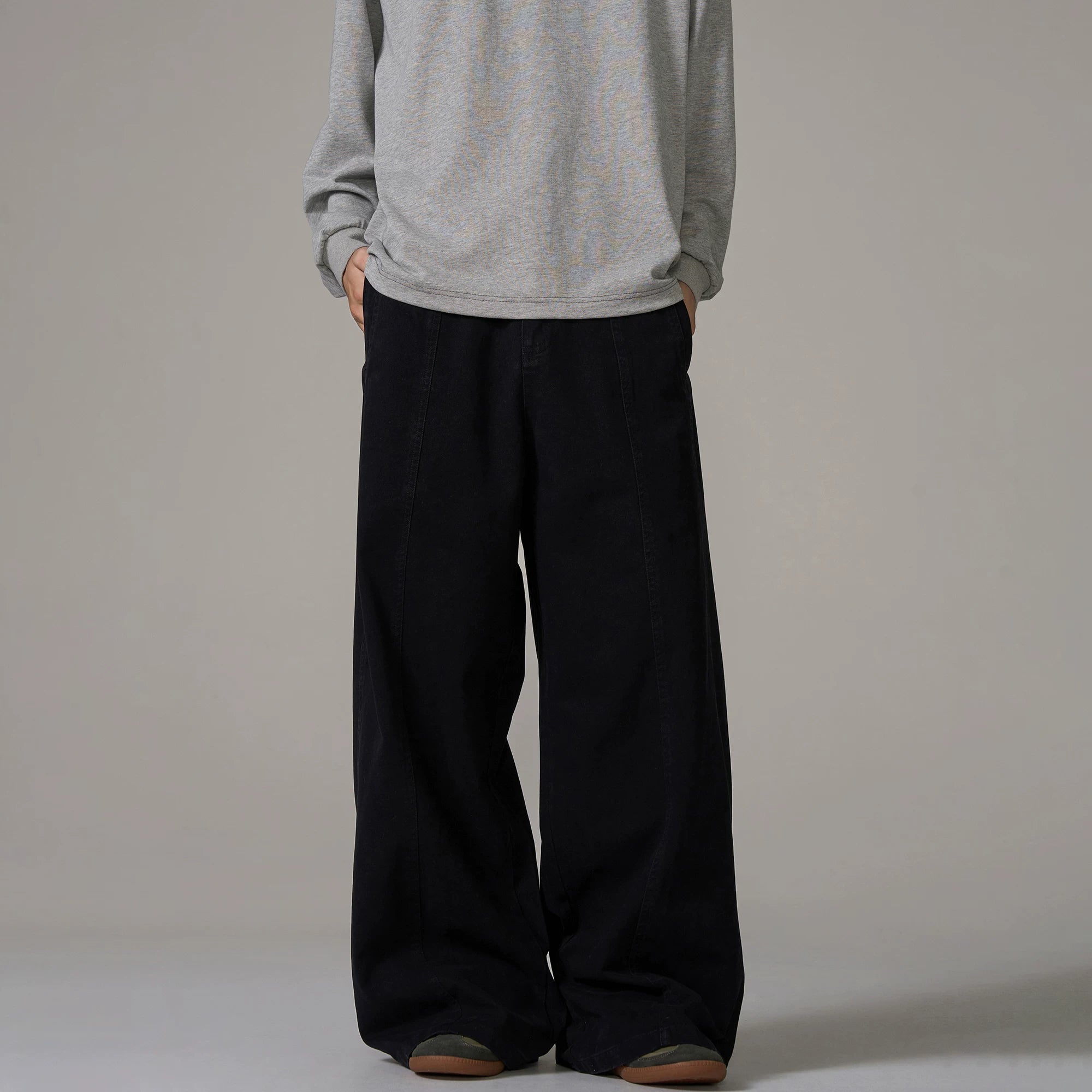 Washed Wide-Leg Work Pants - Black Variant