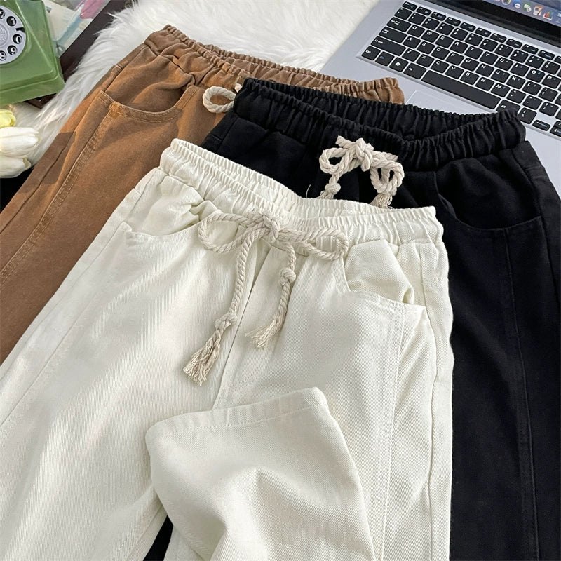 Denim Rope Drawstring Relaxed Pants