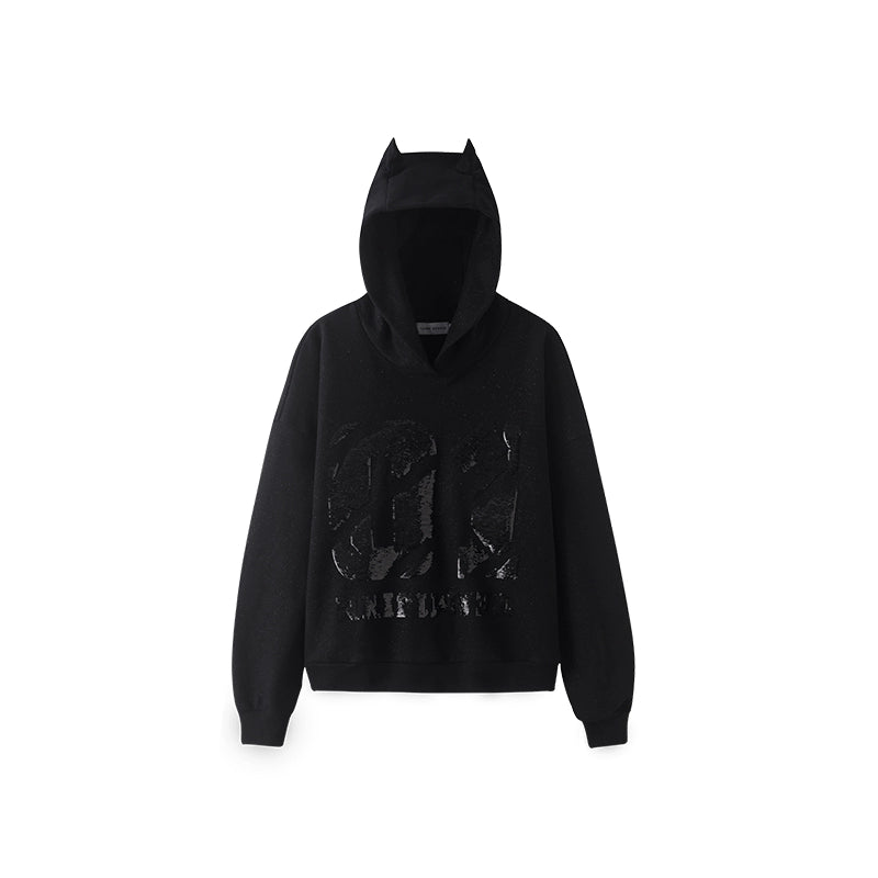 Little Devil Oversized Black Hoodie Jacket - chiclara