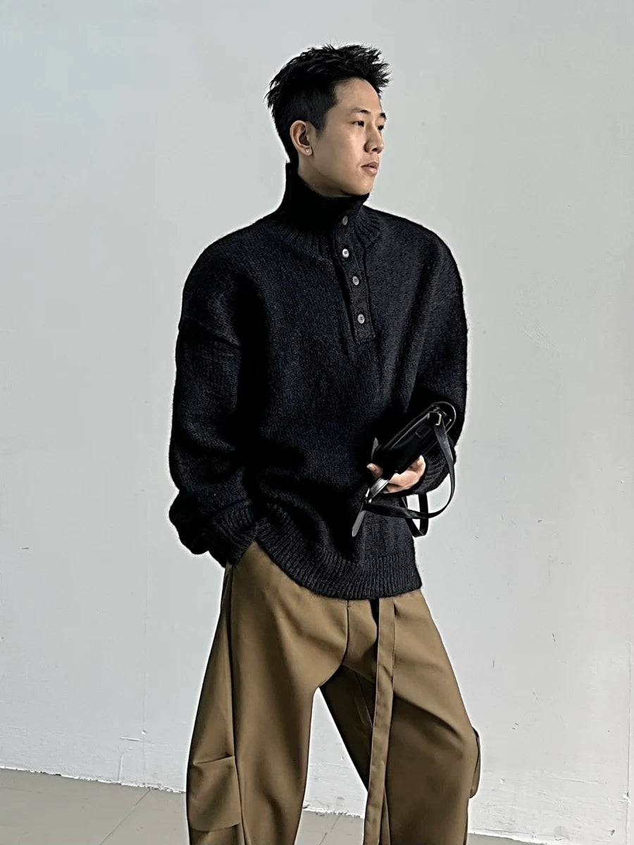 Shadowknit Button Highneck Sweater