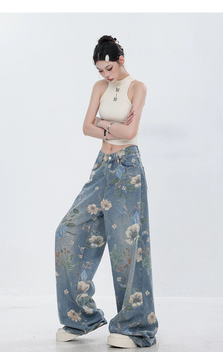 ABWEAR Blooming Botanica Wide-Leg Jeans