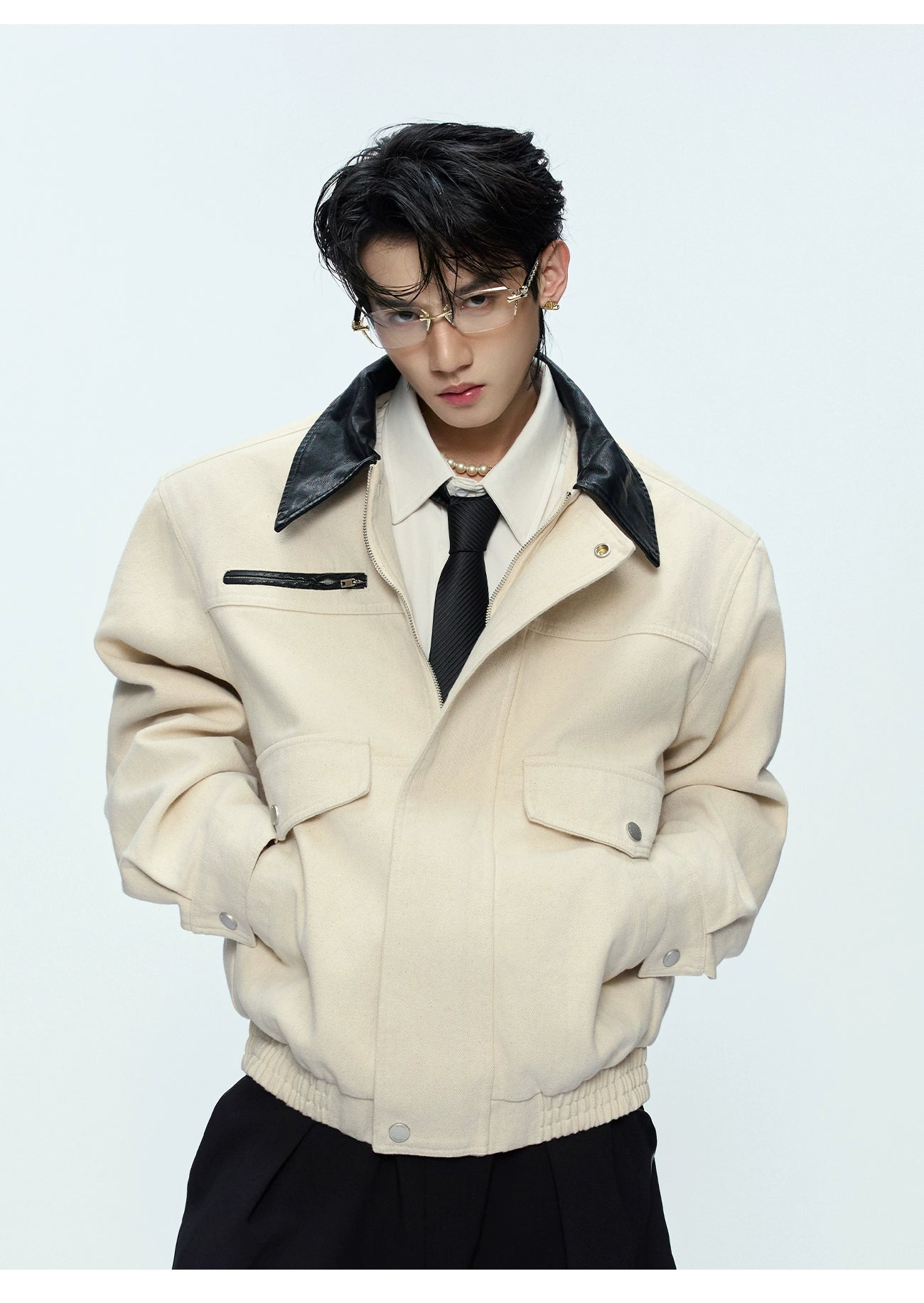 Bomber Jacket with Contrast Collar