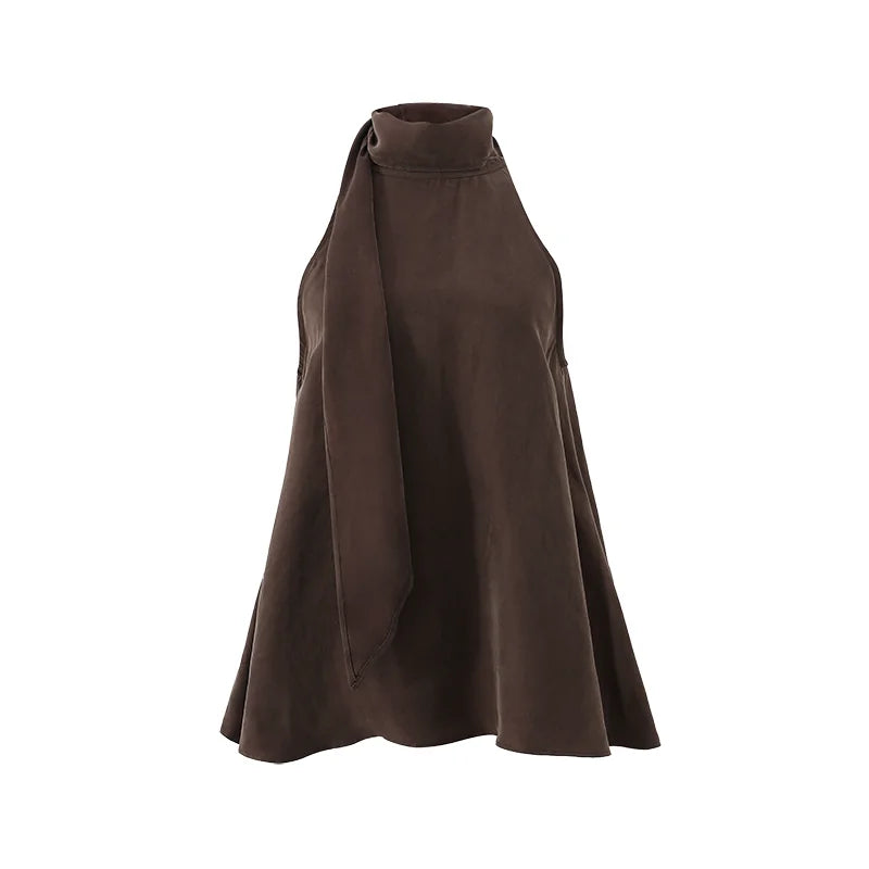 Espresso Nocturne Draped Halter Top