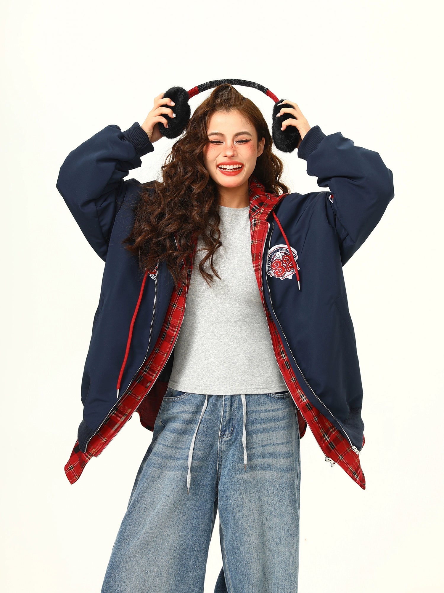 Varsity Patchwork Layered Bomber Jacket